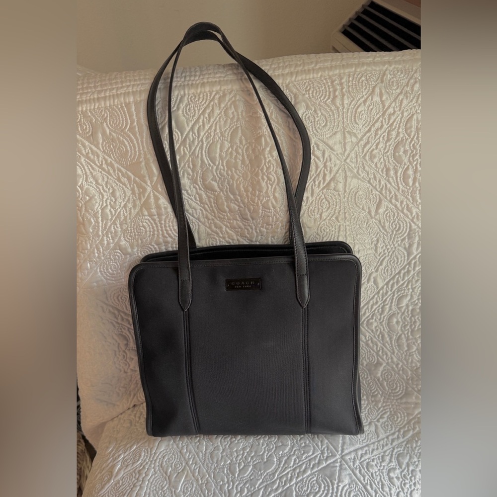 Vintage Coach Nylon and Leather Shoulder Bag Logo 6206 Black